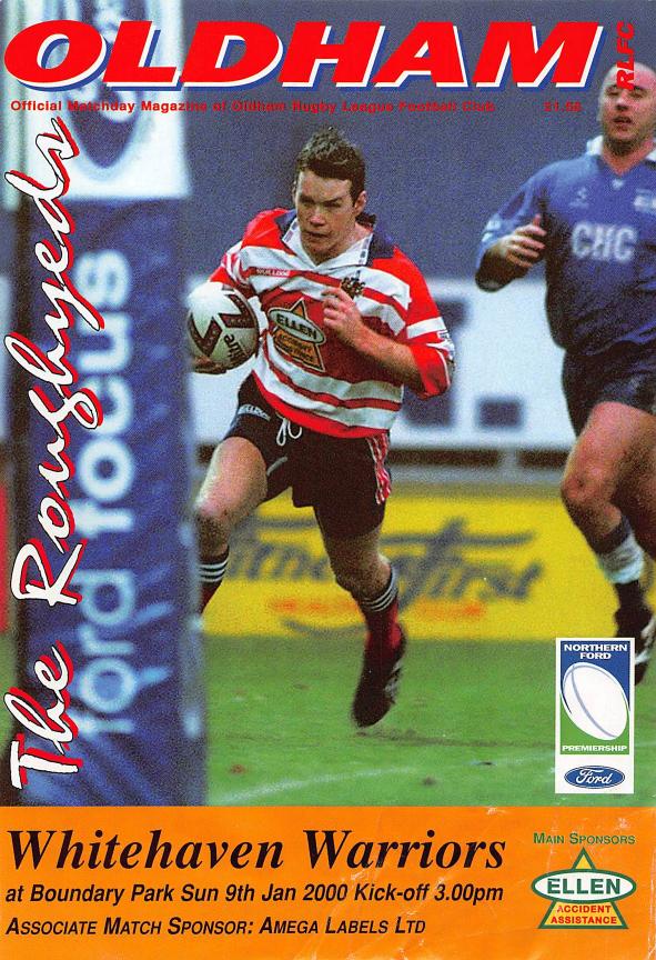 Programme cover: Oldham v Whitehaven Warriors, 9 January 2000
