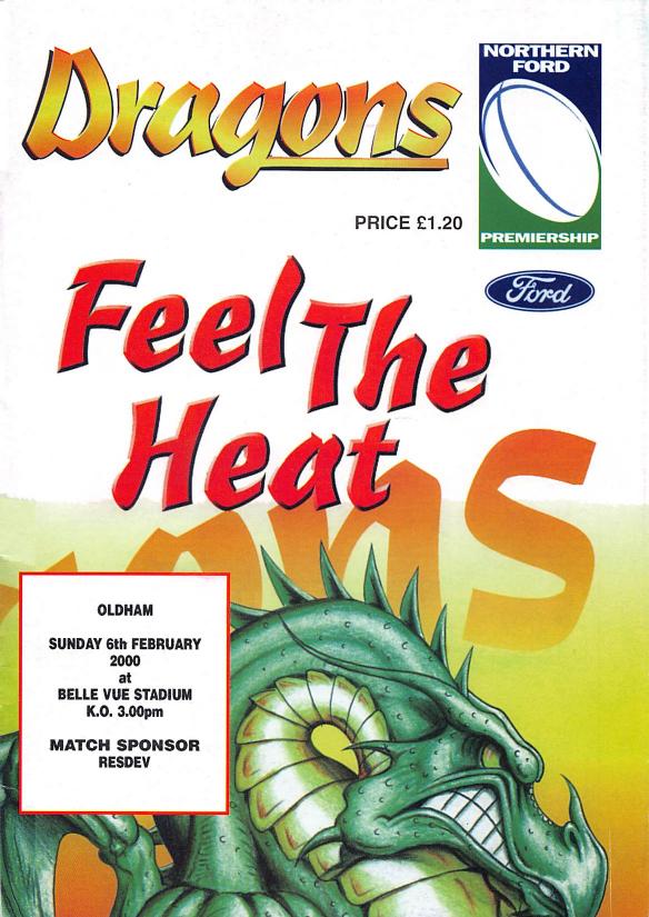 Programme cover: Oldham v Doncaster Dragons, 6 February 2000