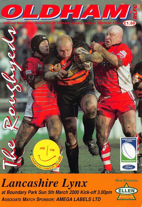Programme cover: Oldham v Lancashire Lynx, 5 March 2000