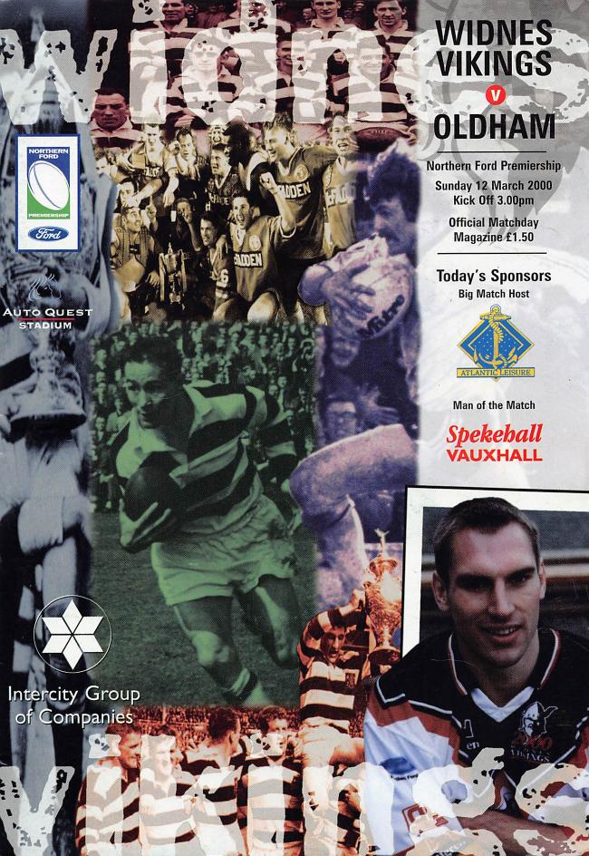 Programme cover: Oldham v Widnes Vikings, 12 March 2000