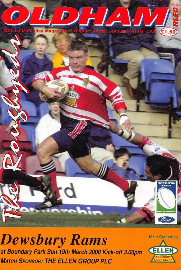 Programme cover: Oldham v Dewsbury Rams, 19 March 2000