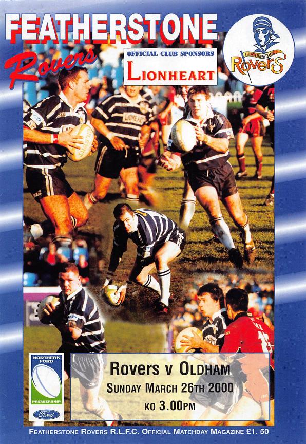 Programme cover: Oldham v Featherstone Rovers, 26 March 2000