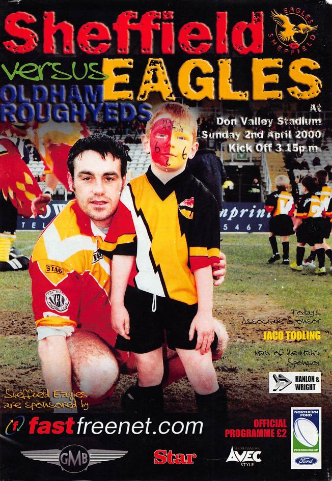 Programme cover: Oldham v Sheffield Eagles, 2 April 2000