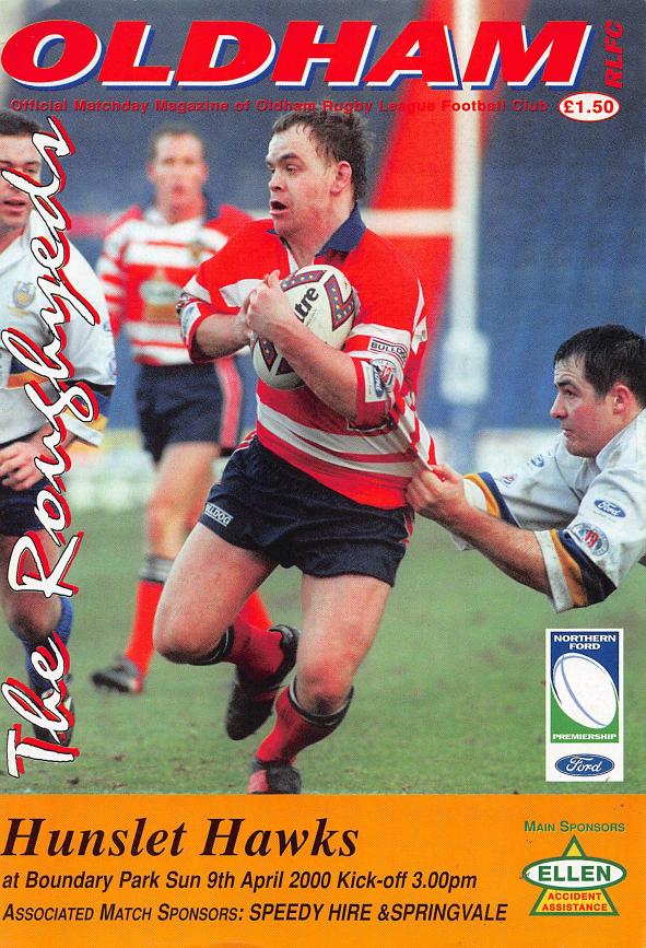 Programme cover: Oldham v Hunslet Hawks, 9 April 2000