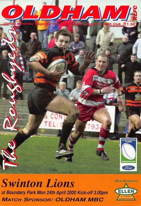 Programme cover: Oldham v Swinton Lions, 24 April 2000