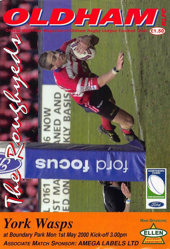 Programme cover: Oldham v York Wasps, 1 May 2000