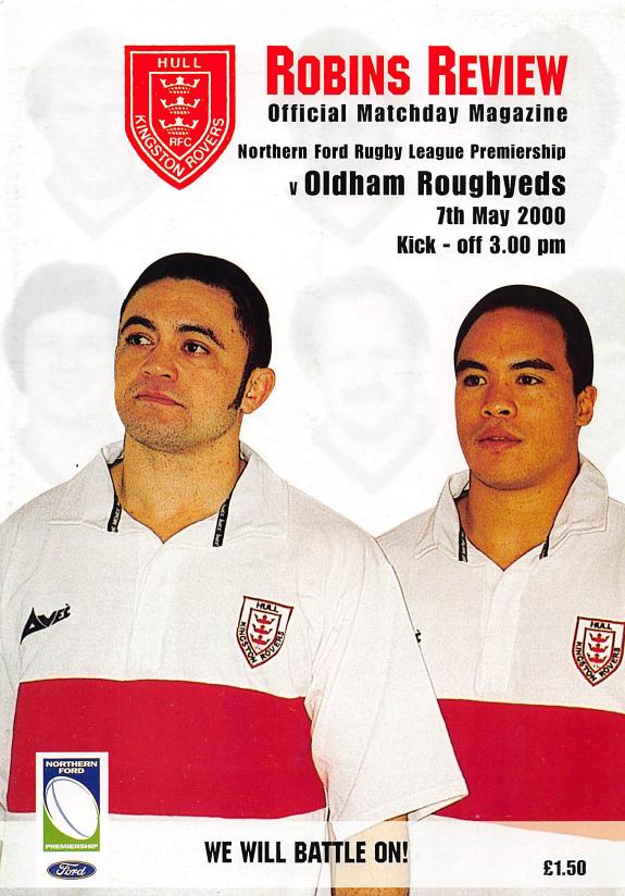 Programme cover: Oldham v Hull Kingston Rovers, 7 May 2000