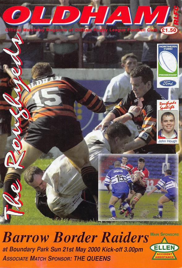 Programme cover: Oldham v Barrow Border Raiders, 21 May 2000