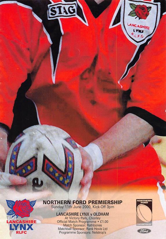 Programme cover: Oldham v Lancashire Lynx, 11 June 2000