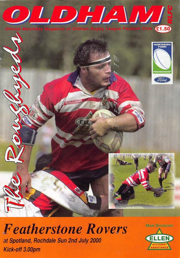 Programme cover: Oldham v Featherstone Rovers, 2 July 2000
