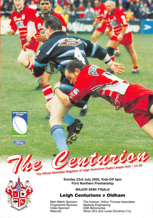 Programme cover: Oldham v Leigh Centurions, 23 July 2000