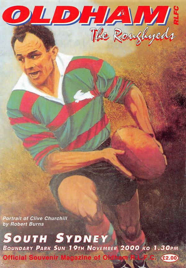 Programme cover: Oldham v South Sydney, 19 November 2000