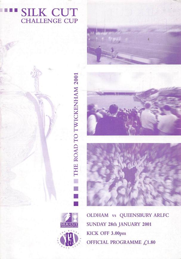 Programme cover: Oldham v Queensbury, 28 January 2001