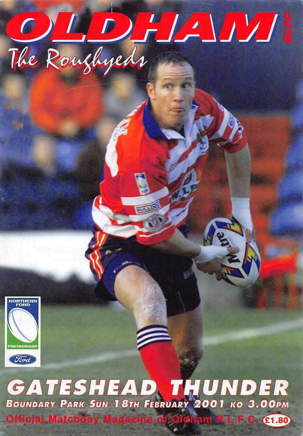 Programme cover: Oldham v Gateshead Thunder, 18 February 2001