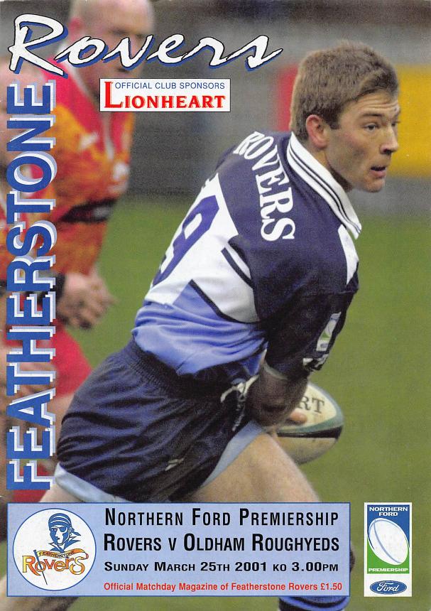 Programme cover: Oldham v Featherstone Rovers, 25 March 2001