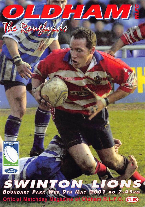 Programme cover: Oldham v Swinton Lions, 9 May 2001