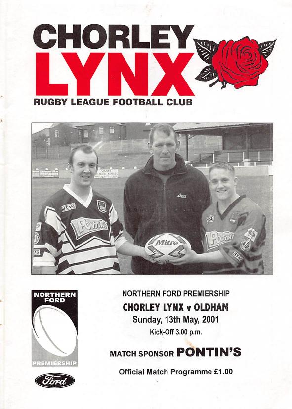 Programme cover: Oldham v Chorley Lynx, 13 May 2001
