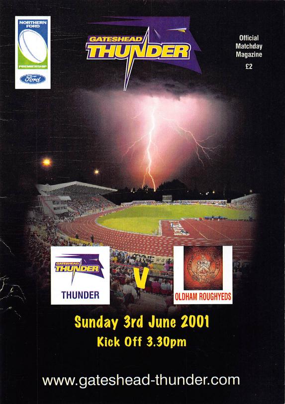 Programme cover: Oldham v Gateshead Thunder, 3 June 2001