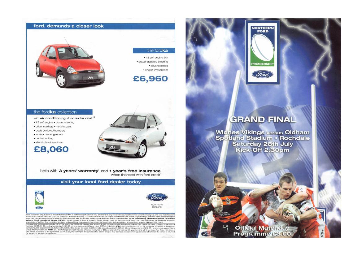 Programme cover: Oldham v Widnes Vikings, 28 July 2001