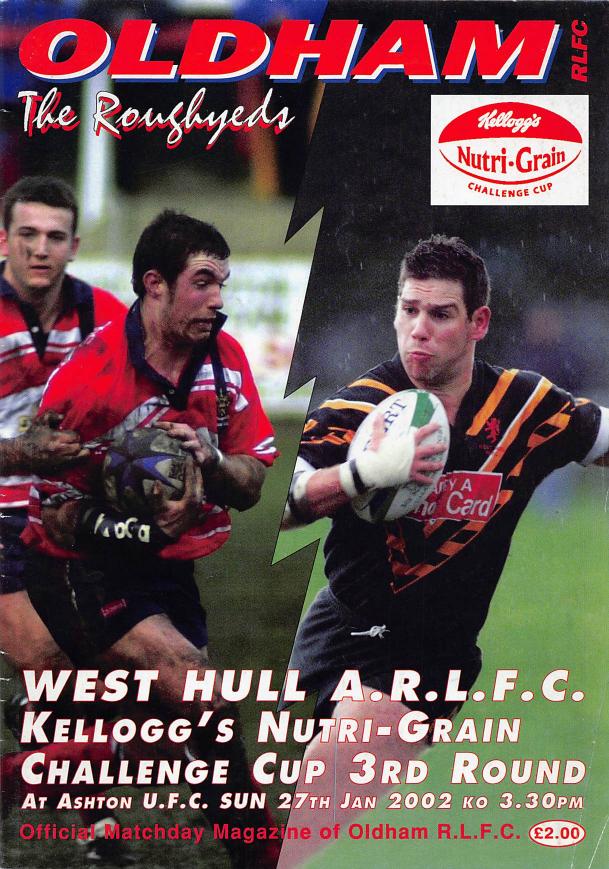 Programme cover: Oldham v West Hull, 27 January 2002