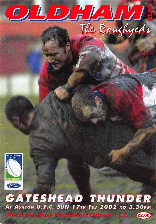 Programme cover: Oldham v Gateshead Thunder, 17 February 2002