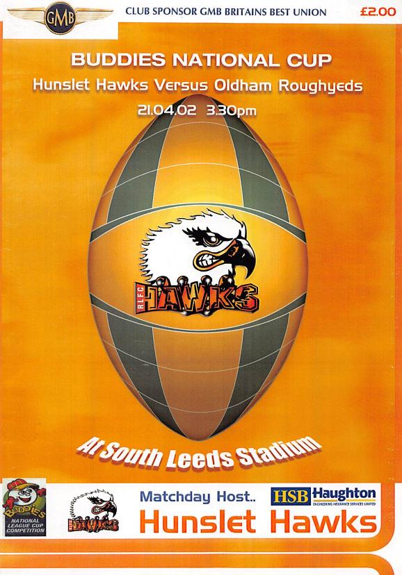 Programme cover: Oldham v Hunslet Hawks, 21 April 2002