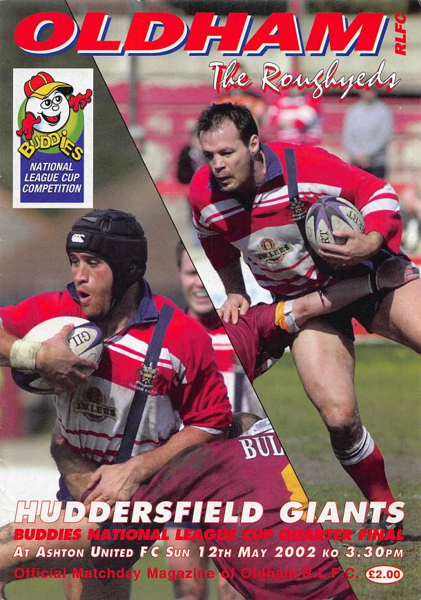 Programme cover: Oldham v Huddersfield Giants, 12 May 2002