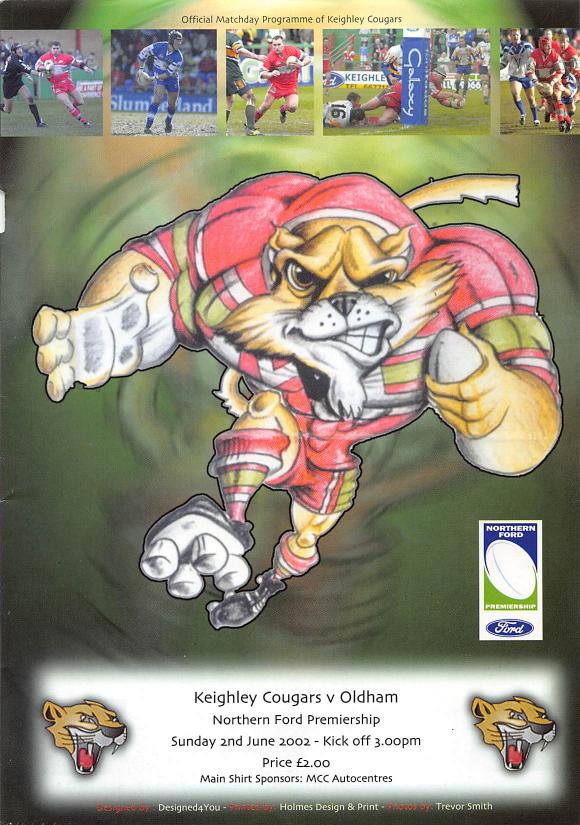 Programme cover: Oldham v Keighley Cougars, 2 June 2002