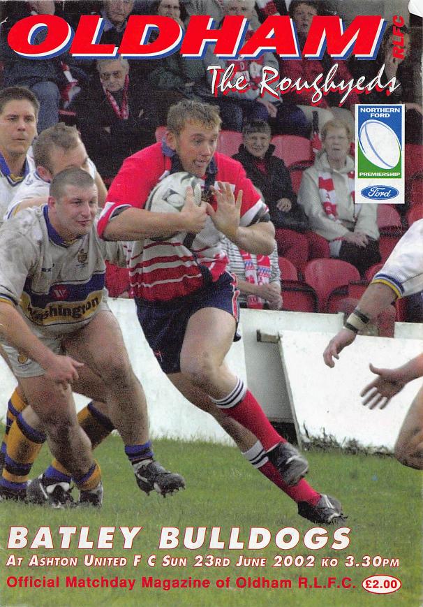 Programme cover: Oldham v Batley Bulldogs, 23 June 2002