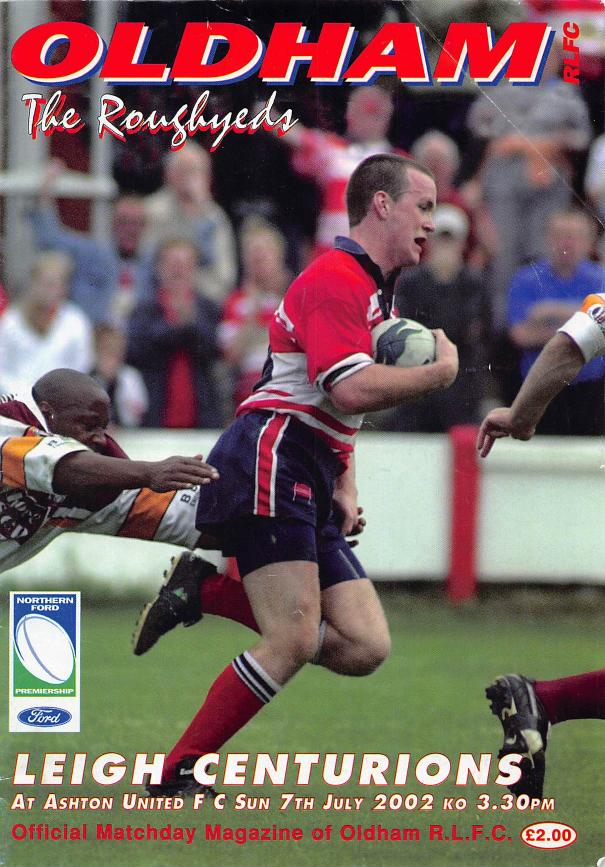 Programme cover: Oldham v Leigh Centurions, 7 July 2002