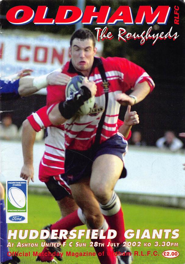 Programme cover: Oldham v Huddersfield Giants, 28 July 2002