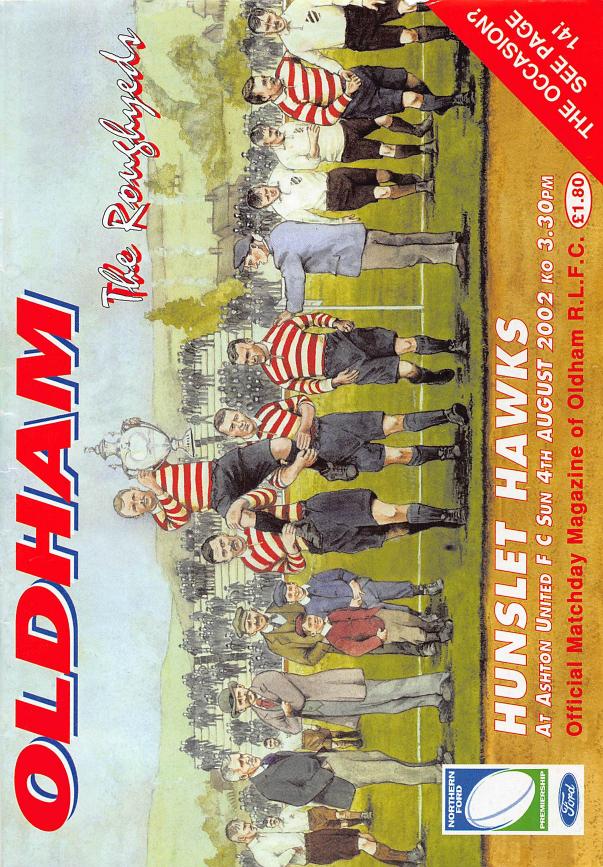 Programme cover: Oldham v Hunslet Hawks, 4 August 2002