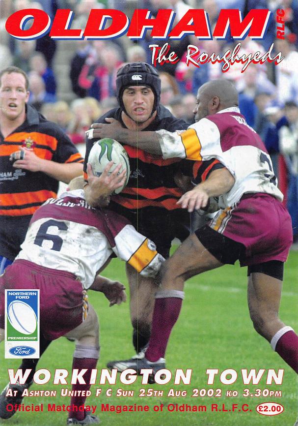 Programme cover: Oldham v Workington Town, 25 August 2002