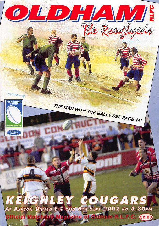 Programme cover: Oldham v Keighley Cougars, 8 September 2002