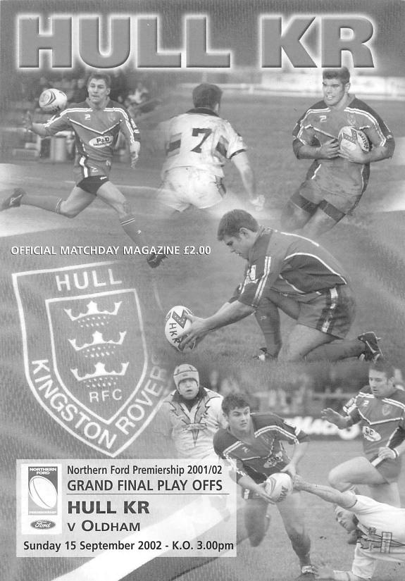 Programme cover: Oldham v Hull Kingston Rovers, 15 September 2002