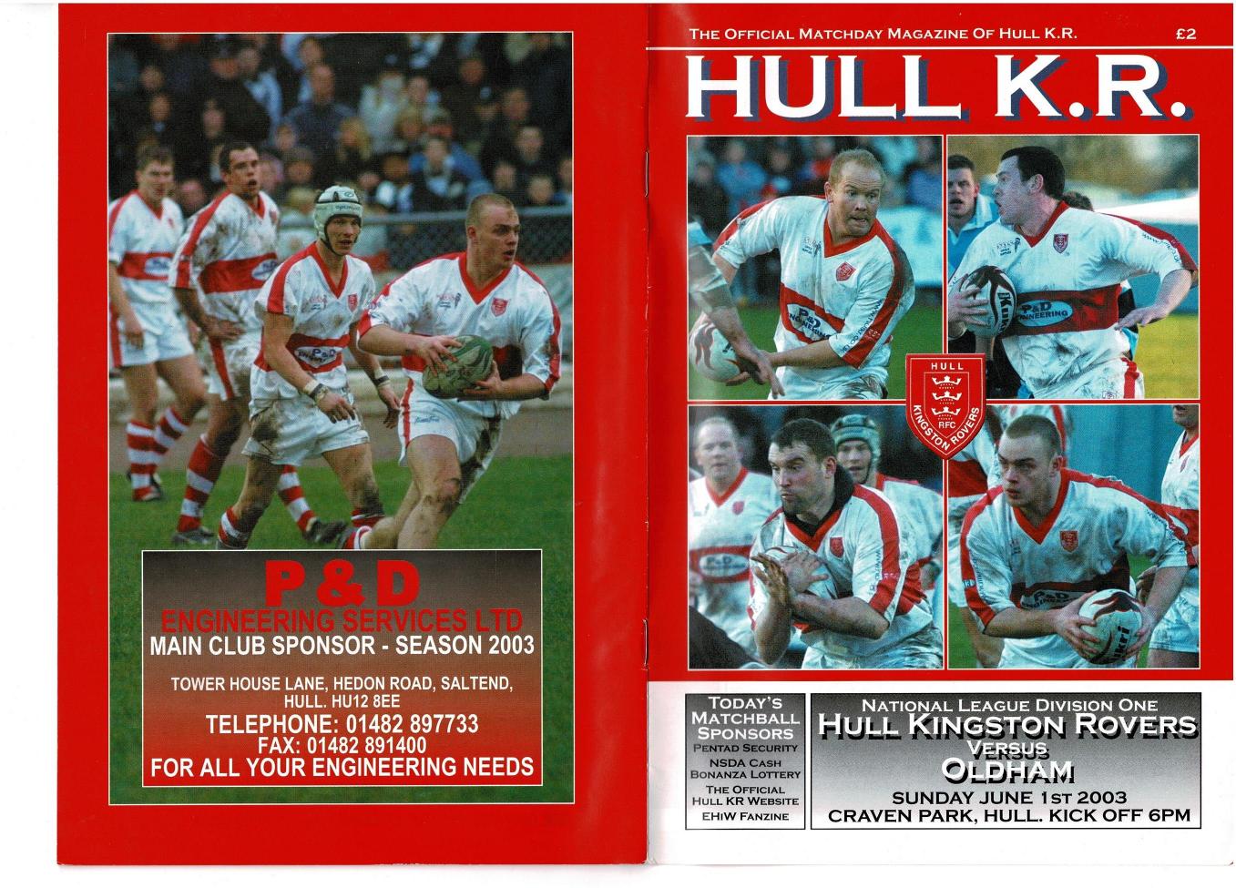 Programme cover: Oldham v Hull Kingston Rovers, 1 June 2003
