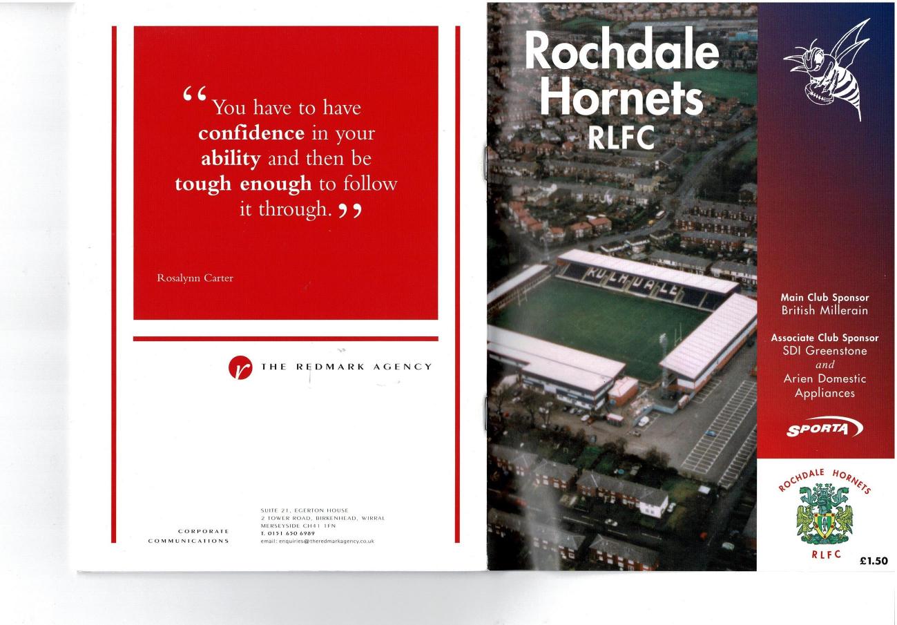 Programme cover: Oldham v Rochdale Hornets, 9 April 2004