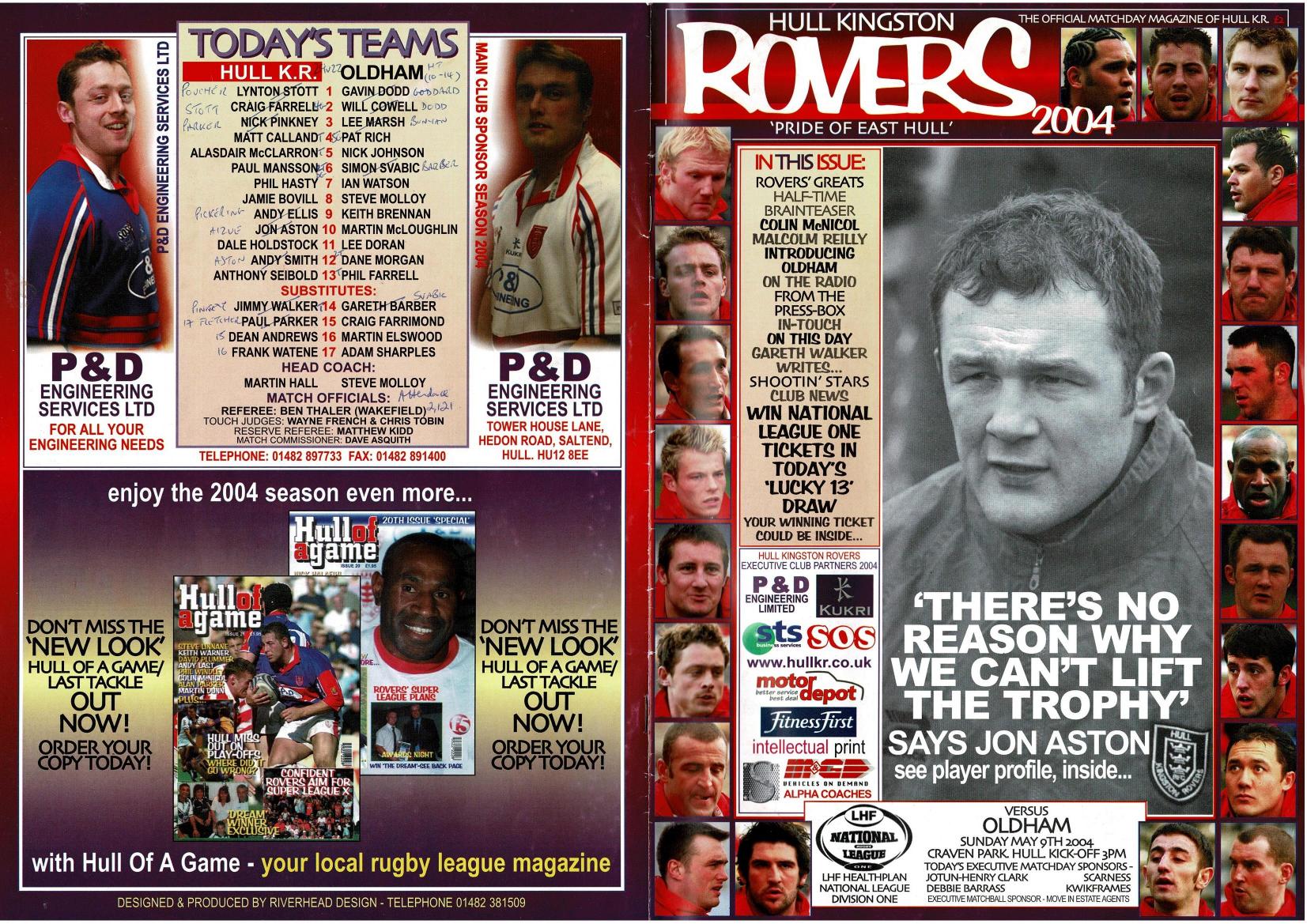 Programme cover: Oldham v Hull Kingston Rovers, 9 May 2004