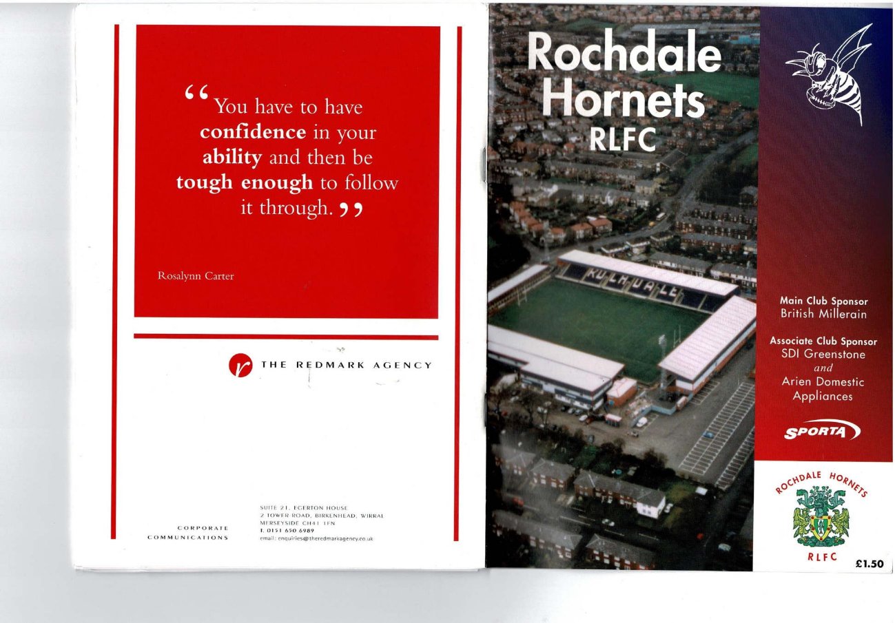 Programme cover: Oldham v Rochdale Hornets, 8 September 2004