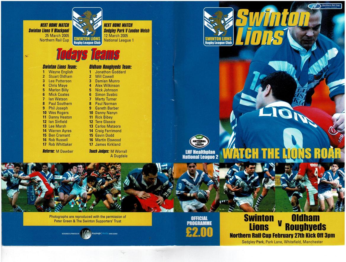 Programme cover: Oldham v Swinton Lions, 27 February 2005