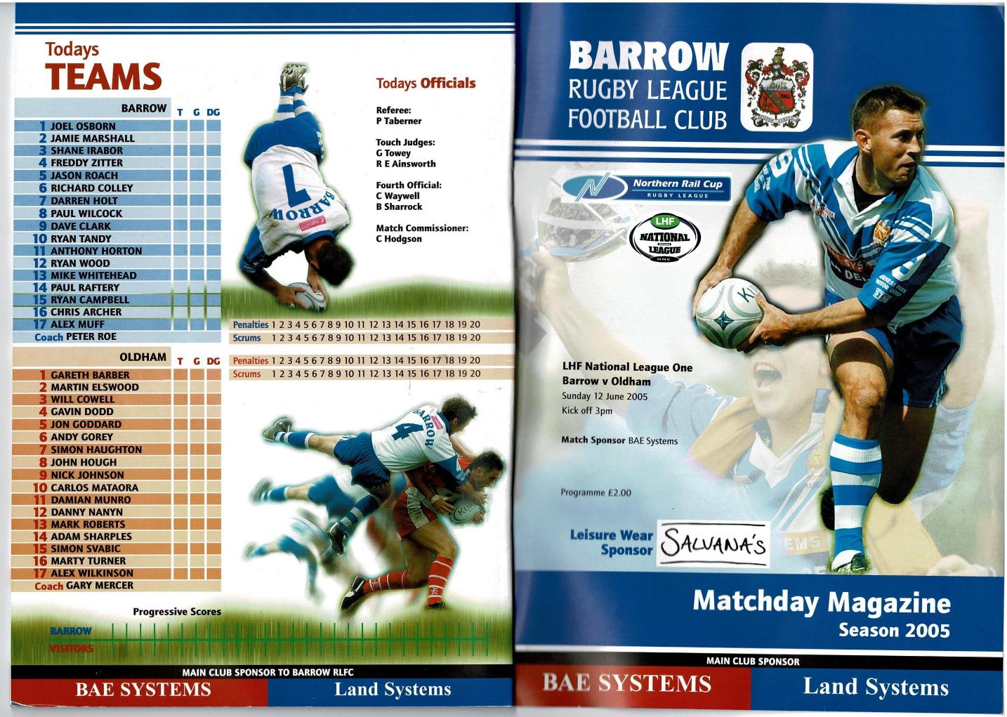 Programme cover: Oldham v Barrow Border Raiders, 12 June 2005