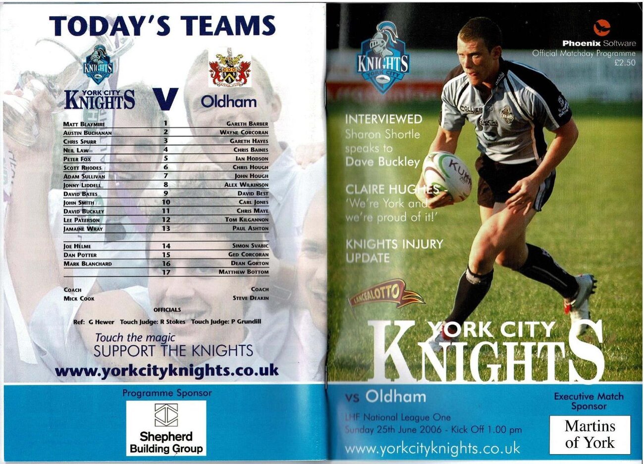 Programme cover: Oldham v York Knights, 25 June 2006