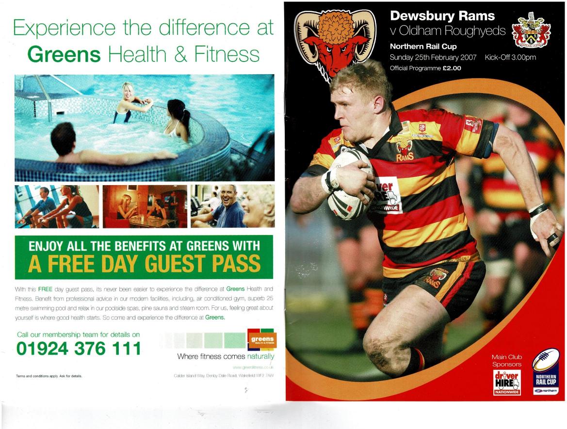 Programme cover: Oldham v Dewsbury Rams, 25 February 2007