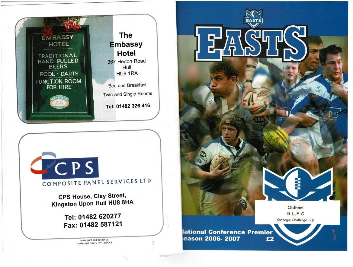 Programme cover: Oldham v East Hull, 10 March 2007
