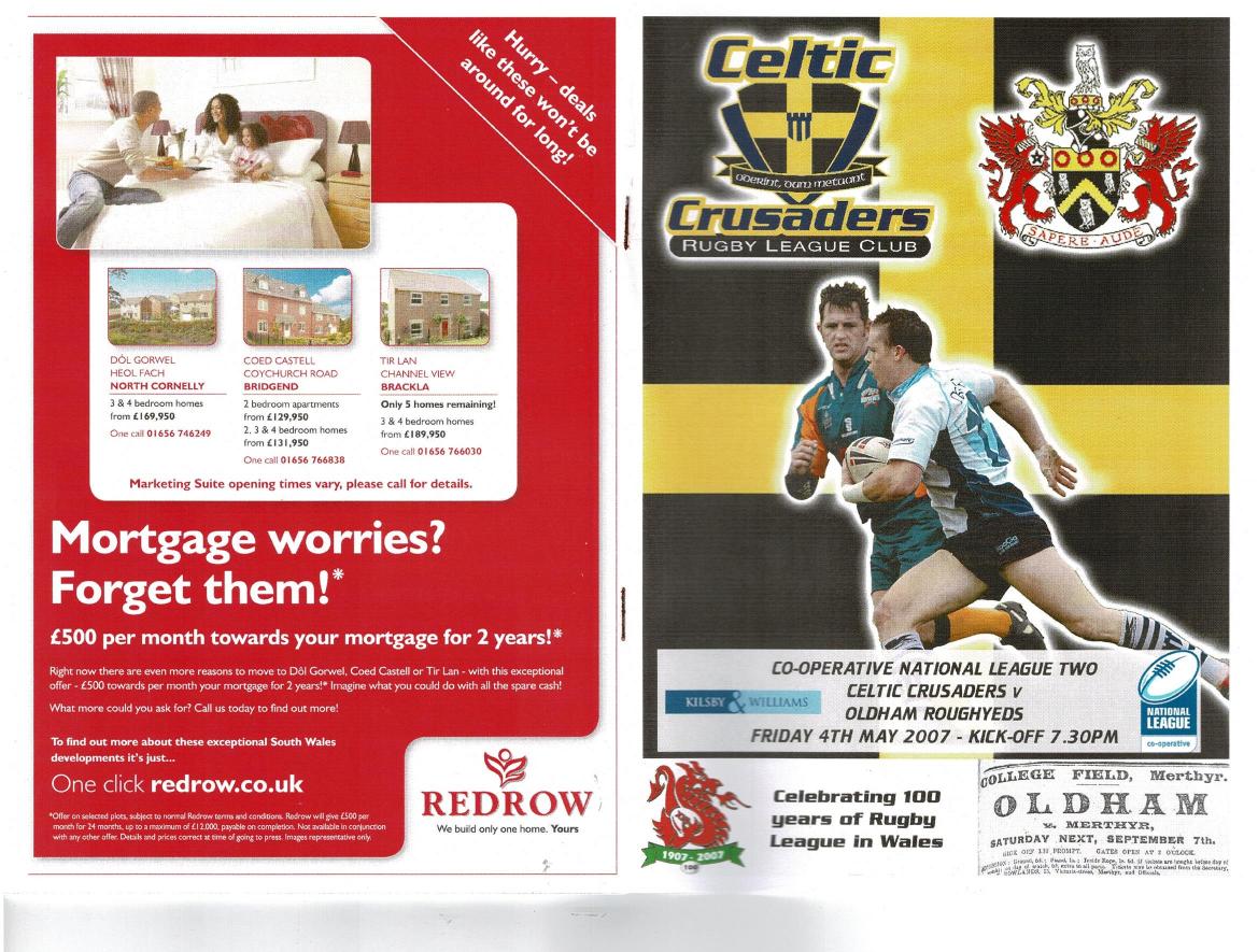 Programme cover: Oldham v Celtic Crusaders, 4 May 2007