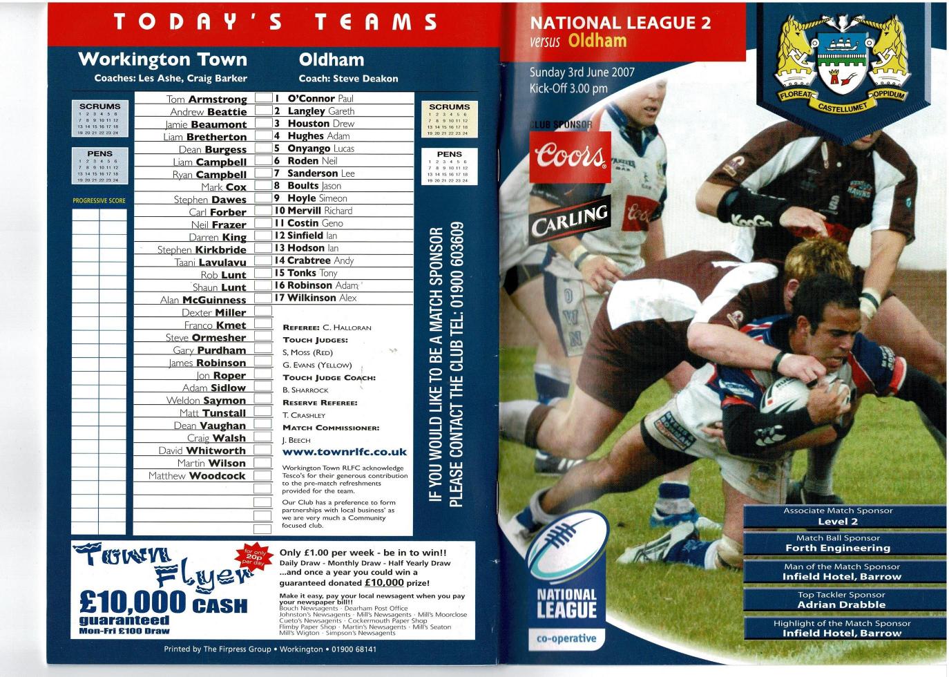 Programme cover: Oldham v Workington Town, 3 June 2007