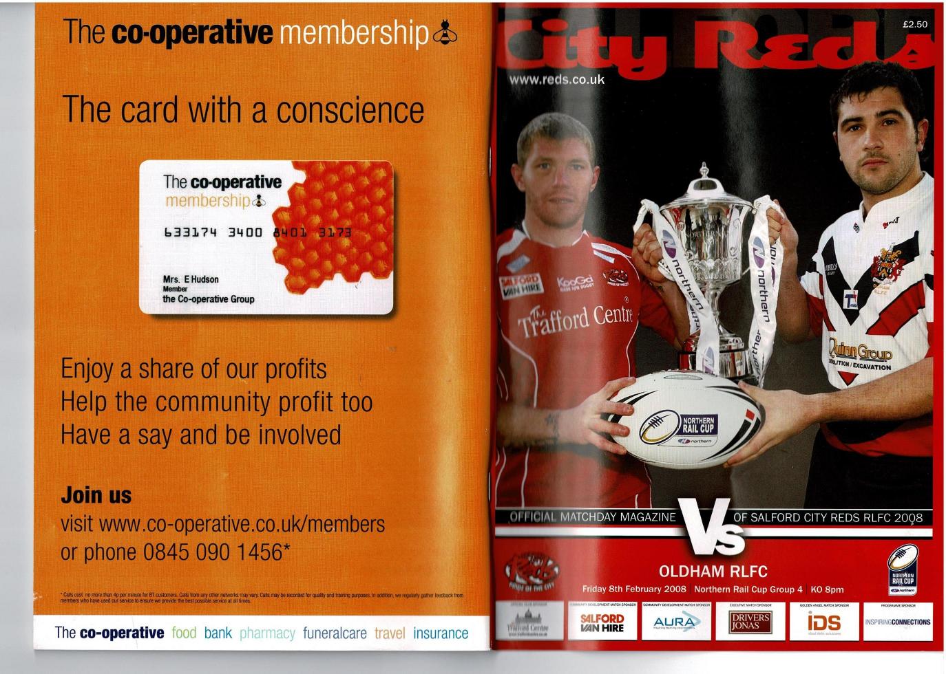 Programme cover: Oldham v Salford City Reds, 8 February 2008