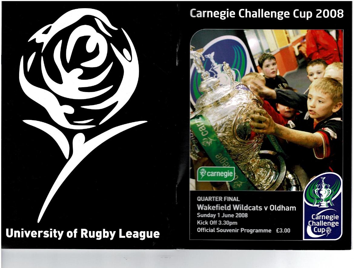 Programme cover: Oldham v Wakefield Trinity Wildcats, 1 June 2008