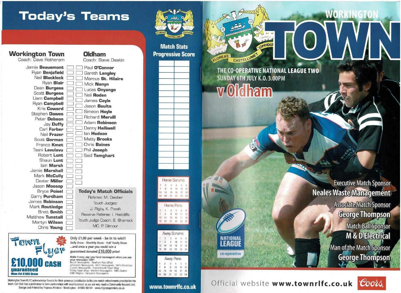 Programme cover: Oldham v Workington Town, 6 July 2008