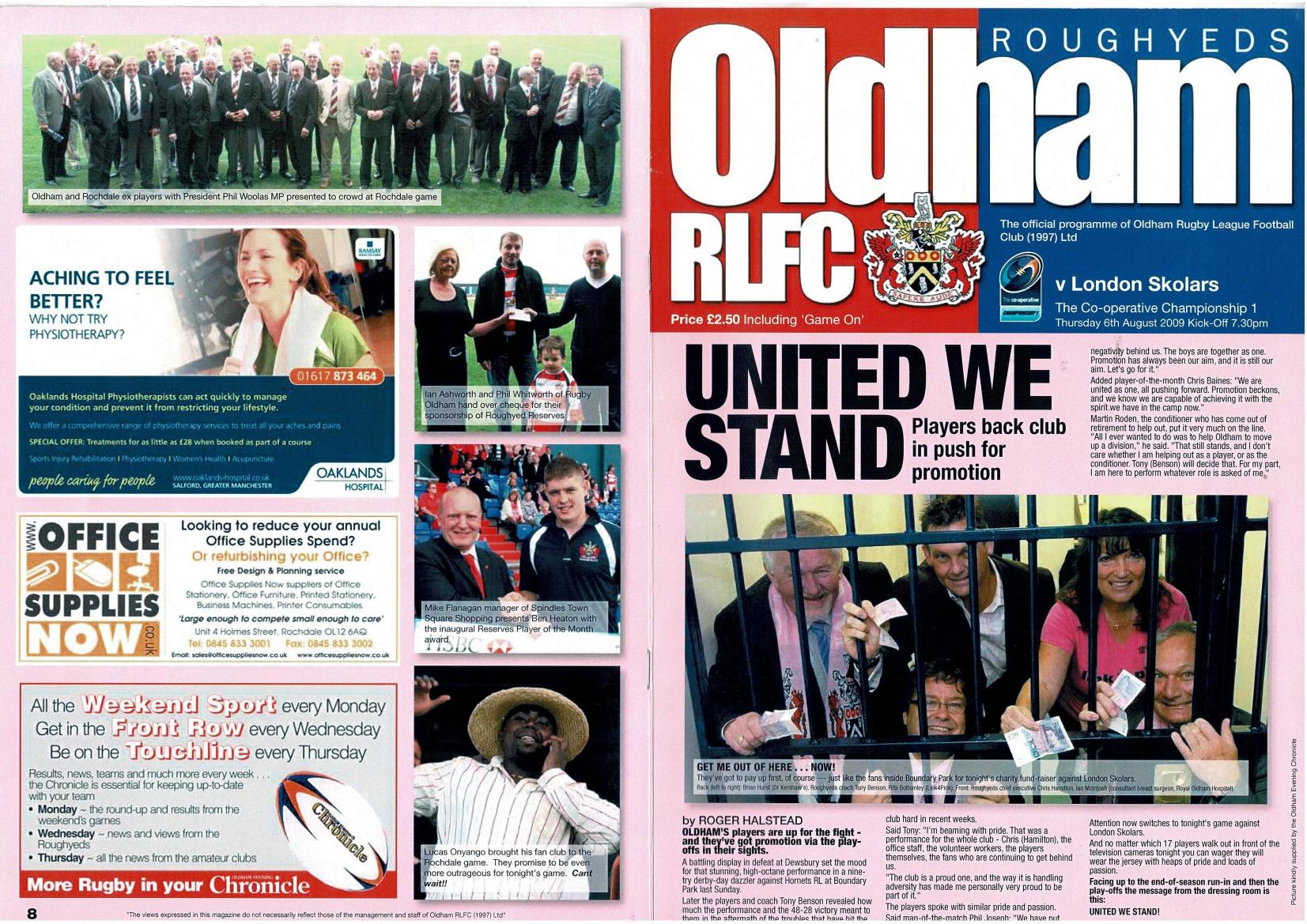 Programme cover: Oldham v London Skolars, 6 August 2009